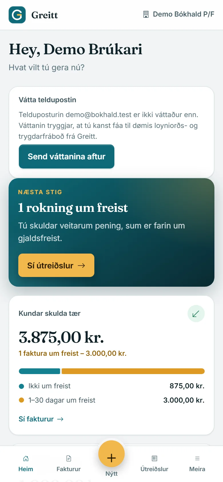 Heimasíðan í Greitt á telefon.